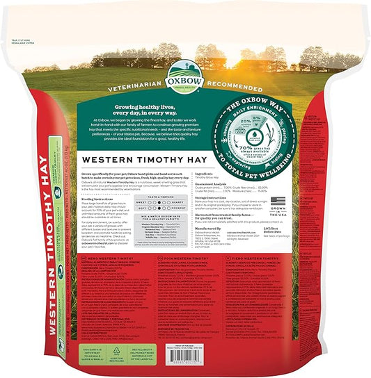 Oxbow Animal Health Western Timothy Hay - All Natural Hay for Rabbits, Guinea Pigs, Chinchillas, Hamsters & Gerbils - 40 Oz OxbowAnimalHealth