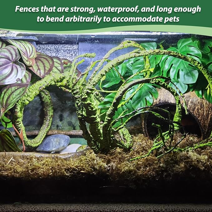 PINVNBY PIVBY Flexible Bend-A-Branch Jungle Vines Pet Habitat Decor Reptile Plants Terrarium for Lizard, Frogs, Snakes and More Reptiles Climbing (Fat: 43.31 x 0.79 Inch) PINVNBY