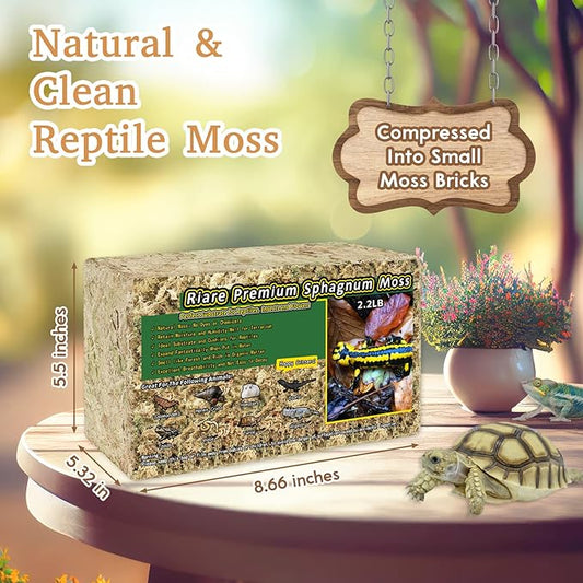 Riare 2.2LB Premium Sphagnum Moss for Reptiles- 50QT Natural Reptile Moss Dried, Forest Live Moss for Terrarium, Frogs Snake Peat Moss Bedding for Leopard Gecko Turtle Anoles Salamanders Orchid Plants Riare