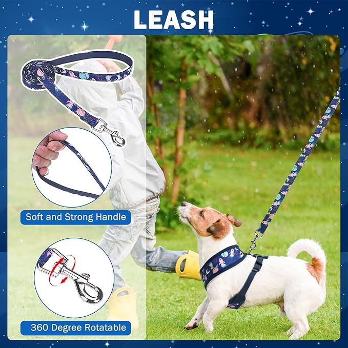 SCENEREAL Small Dog Harness Collar and Leash Set, Adjustable No Pull Pet Harnesses, No Chock Soft Mesh Step in Vest for Doggie Puppy Medium Dogs Cats Girl or Boy,Chihuahua, Yorkie, Outdoor Walking SCENEREAL