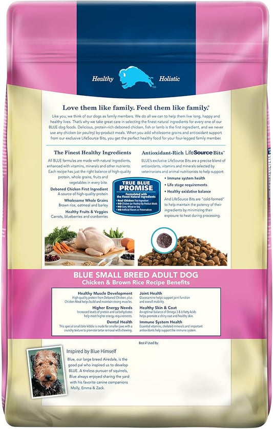 Blue Buffalo Life Protection Formula Adult Small Breed Dry Dog Food, Supports High Energy Needs, Made with Natural Ingredients, Chicken & Brown Rice Recipe, 15-lb Bag - PAWPICO