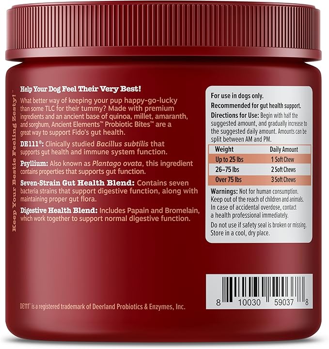 Zesty Paws Probiotics for Dogs - Digestive Enzymes for Gut Flora, Digestive Health, Diarrhea & Bowel Support - Clinically Studied DE111 - Dog Supplement Soft Chew for Pet Immune System - AE, 90 Ct ZestyPaws