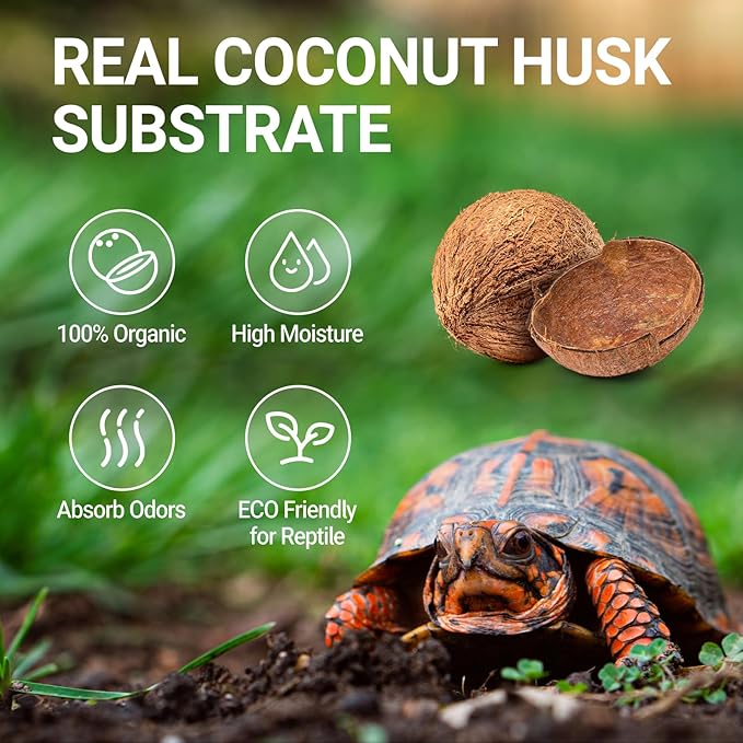REPTI ZOO Reptile Coconut Fiber Substrate 72 Quart, Reptile Bedding Coco Coir Brick for Turtle, Hermit Crab, Spider, Frog | 100% Organic | Odor Absorption REPTIZOO