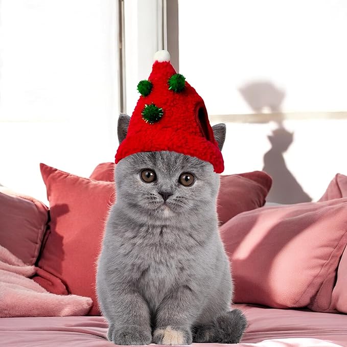 Hats for Pet Rabbit Costume for Bunny, Rabbit Christmas Outfit, Bunny Accessories for Small Pets Rabbits Dogs, Pet Christmas Clothes Hat Outfits, Cat Halloween Costumes (RED, Small) HomedyCrafts