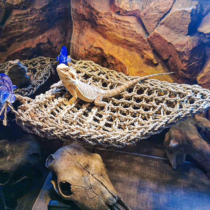 11 Pieces Bearded Dragon Tank Accessories, Reptile Hammock Plants and Vines Terrarium Branch Plants Habitat Decoration for Lizard Gecko Snake Hermit Crab Mechpia