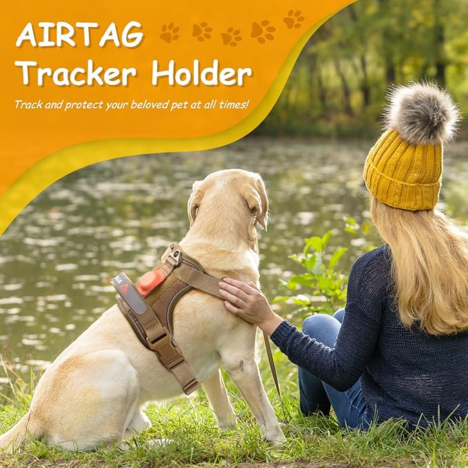 AUROTH Dog Harness for Large Dogs, Dog Vest Harness Large Size Dog, Large Dog Harness, No Pull Dog Harness for Large Dogs with Handle, Army Yellow L AurothPets