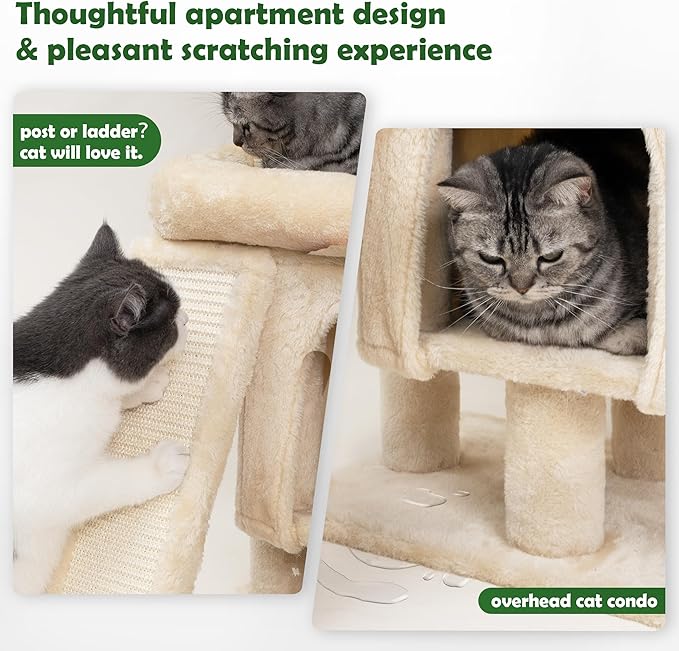 Cat Scratching Post 33'' Cat Tree Indoor Palm Tree Large Cat Perch with Scratching Posts Cat Scratch Tree with Natural Sisal Ball Furniture Suitable for Adult Cats and Kittens - PAWPICO