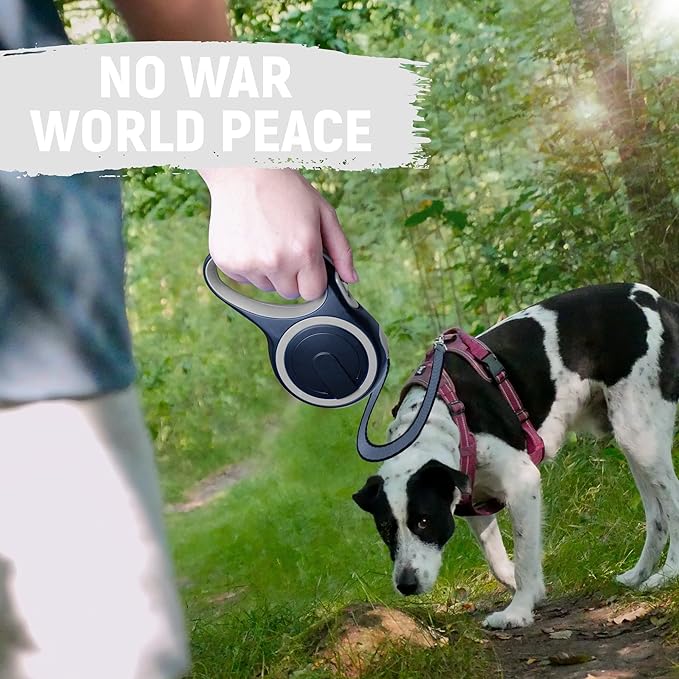 26 FT Retractable Dog Leash with No Tangle, Heavy Duty Great Leash for Dog up to 110lbs, One-Handed Brake, with Non-Slip Handle, Strong Nylon Tape for Small, Medium and Large Dogs - PAWPICO