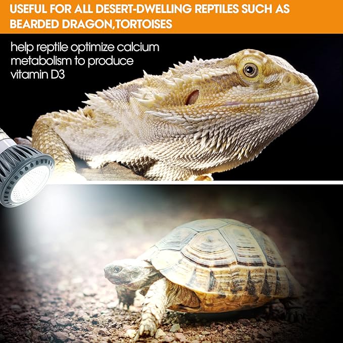Premium High-Intensity UVB Reptile Light for Optimal Calcium Metabolism,5-Watt 10.0 Desert UVB Light Ideal for Desert-Dwelling Reptiles Bearded Dragons Tortoises (Desert 10.0 UVB) GeeKoit