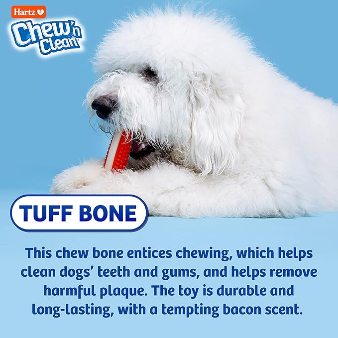 Hartz Chew 'n Clean Tuff Bone Tough Dog Chew Toy, Large 3 Pack - PAWPICO