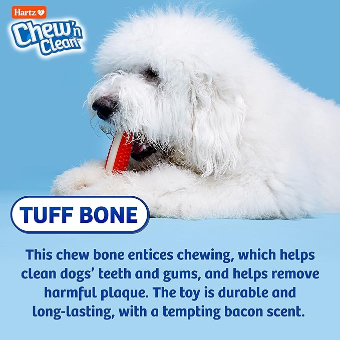 Hartz Chew 'N Clean Tuff Bone Bacon Scented Dental Dog Chew Toy - Extra Large - PAWPICO