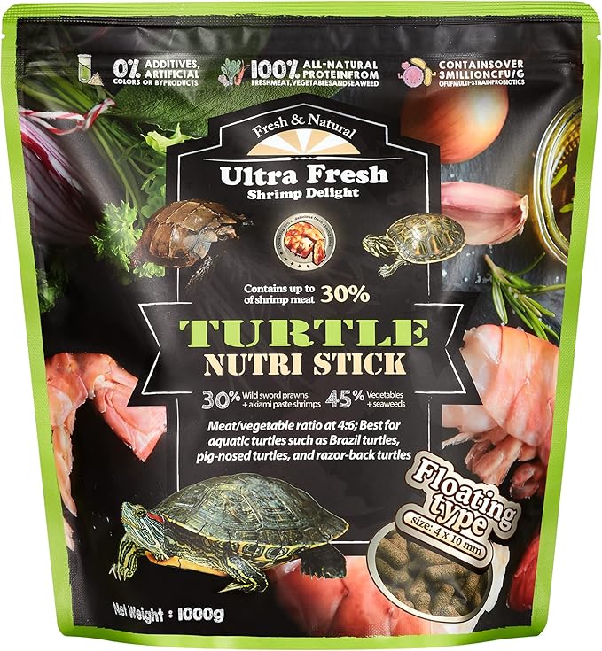 Ultra Fresh - Turtle Nutri Stick, Wild Sword Prawn, Calcium & Vitamin D Enriched Aquatic Turtle Food with Probiotics for Picky Turtles, Made from All Natural Ingredients 35.27oz UltraFresh-ShrimpDelight