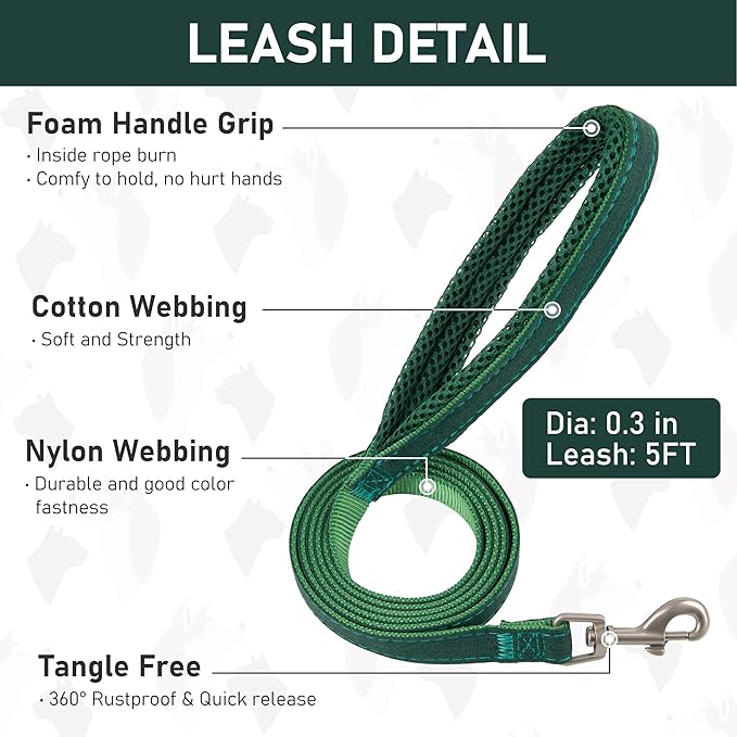 GAMUDA Small Pet Harness Collar and Leash Set, Step in No Chock No Pull Linen Fabric Soft Mesh Dog Vest Harnesses Reflective for Dogs Puppy Cats Kitten Rabbit (Green, XS) GAMUDACollarsCollection