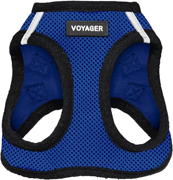 Voyager Step-in Air Dog Harness - All Weather Mesh, Reflective, No Pull Harness for Small, Medium Dogs, Cats - Secure with Hook & Loop Fastener, Buckle, Double D-Rings - Royal Blue/Black Trim, S BestPetSuppliesLLC