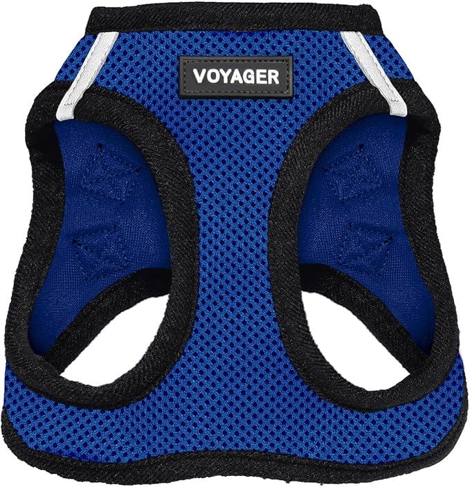 Voyager Step-in Air Dog Harness - All Weather Mesh, Reflective, No Pull Harness for Small, Medium Dogs, Cats - Secure with Hook & Loop Fastener, Buckle, Double D-Rings - Royal Blue/Black Trim, M BestPetSuppliesLLC