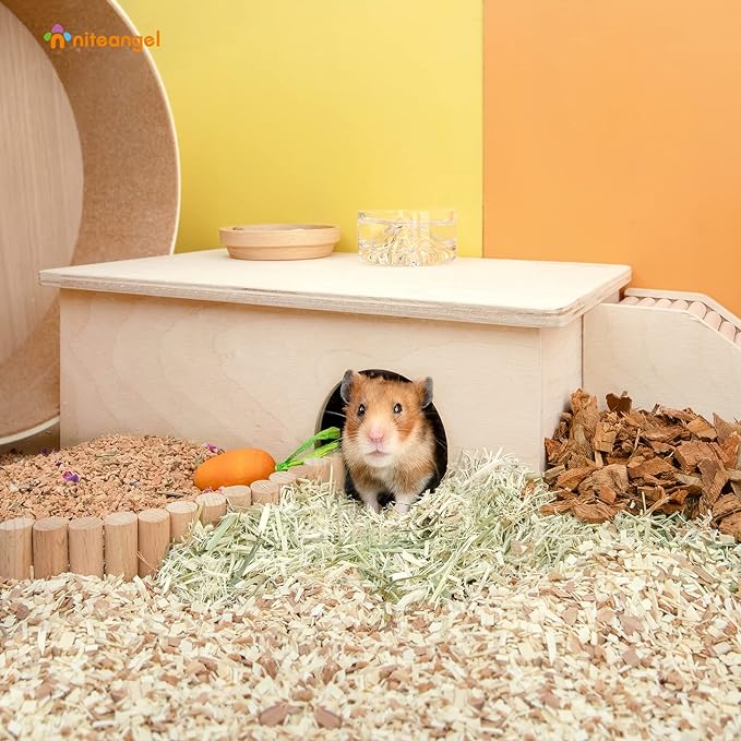 Niteangel Birch Chamber-Maze Hamster Hideout - Small Pets Woodland House Habitats Decor for Hamster Mice Gerbils Mouse Niteangel
