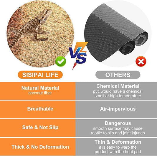 Reptile Carpet Natural Coconut Fiber, 36" x 18" Tortoise Carpet Mat for Pet Terrarium Liner, Reptile Bedding Supplies for Lizard, Snake, Chameleon, Turtle, Bearded Dragon (2 Pack) SISIPAILIFE