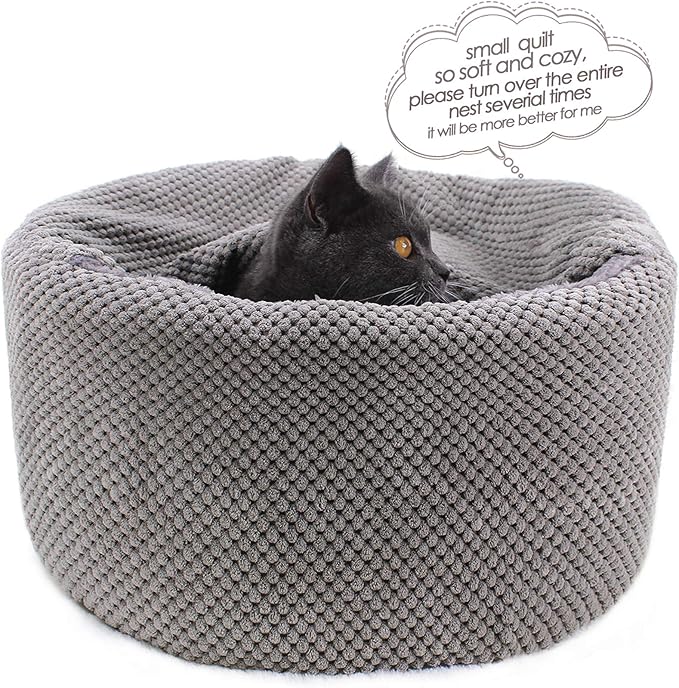 Winsterch Large Cat Beds Warm Covered Cat Beds for Indoor Outdoor Cats Kittens,Soft Enclosed Washable Round Pet Cat Cave Bed for Cats or Small Dog,Calming Cat Bed,16.5''x16.5''x7.48'' - PAWPICO