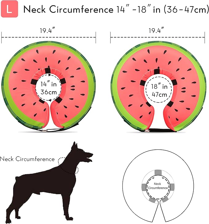 Dog Cone Collar for Small Medium Large Dogs for After Surgery, Pet Inflatable Neck Donut Collar Soft Protective Recovery Cone for Dogs and Cats - Alternative E Collar Does not Block Vision - Red,L MIDOG