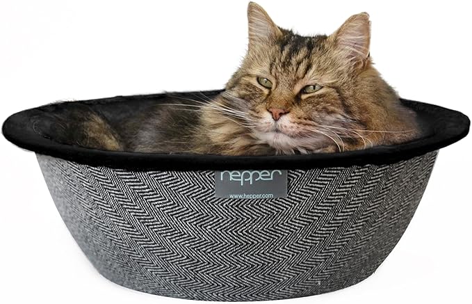 Hepper Cat Nest - Washable Cat Bed with Removable Fluffy Fleece Liner - Cozy Comfy Calming Cat Bed Round Shape - Cat Warming Bed - Donut Cat Bed Desk Ready - Small Cat Bed for Indoor Cats - PAWPICO