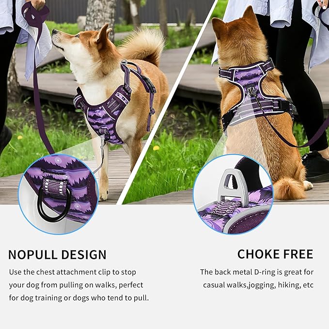 Timos Dog Harness,No-Pull Pet Harness Adjustable Soft Padded Dog Vest,Reflective No-Choke Pet Oxford Vest with Easy Control Handle for X-Large Dogs,Moon Night,XL Timos