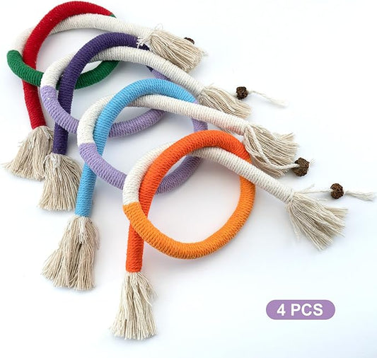 Quacc 4 PCS Cat Chew Toy Bite Ropes with Natural Gall Fruit, Colorful Kitten Chew Rope Interactive Cat Toy Sturdy Chewing Ropes for Cat Teeth Cleaning Stress Release - 27.6" - PAWPICO