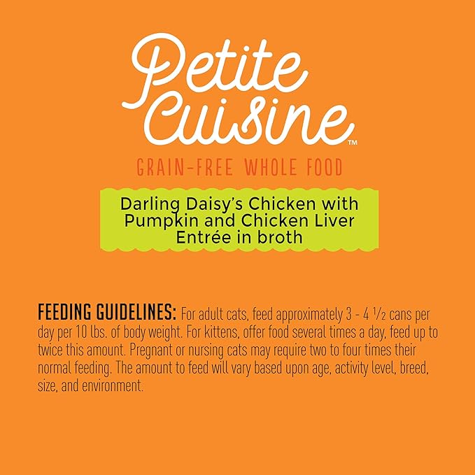 PETITE CUISINE Darling Daisy's Wet Cat Food, Chicken with Pumpkin and Chicken Liver, 2.8 oz. Cans (24 Count) - PAWPICO