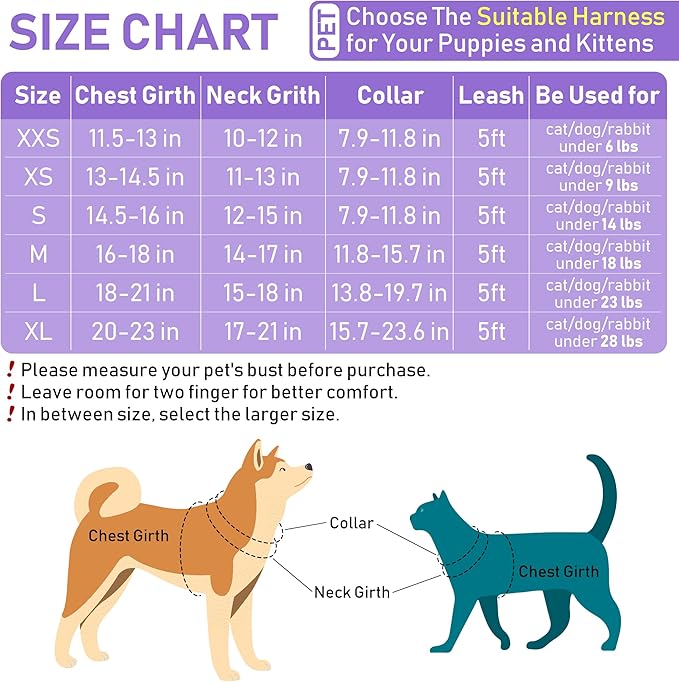 GAMUDA Small Pet Harness Collar and Leash Set, Step in No Chock No Pull Linen Fabric Soft Mesh Dog Vest Harnesses Reflective for Dogs Puppy Cats Kitten Rabbit (Purple, S) GAMUDACollarsCollection