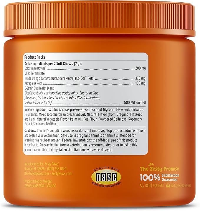 Zesty Paws Dog Allergy Relief- Dog Itching Skin Relief- Dog Probiotics for Itchy Skin and Itchy Ears- Dog Allergy Paw Relief- Dog Allergy Chews- Dog Itch Relief - Dog Skin Allergy Relief - Lamb - 90ct ZestyPaws