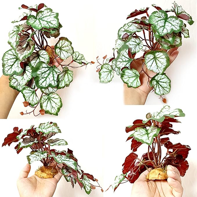 Woyrise Reptile Artificial Plants for Terrarium Decor, Amphibian Habitat Hideout Bearded Dragon Tank Decorations fit Crested Gecko Leopard Lizard Chameleon Ball Python Snake Frog - Saxifrage Woyrise
