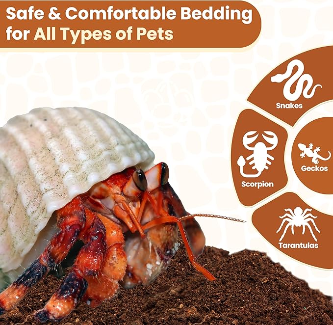 ReptiCare Coconut Fiber Substrate for Reptiles 12 Q, Organic Ready to Use - Odor Absorbent Coco Coir Terrarium Bedding for Ball Pythons, Boas, Snakes, Tortoises, Geckos, Frogs and Tarantulas Gro-Med
