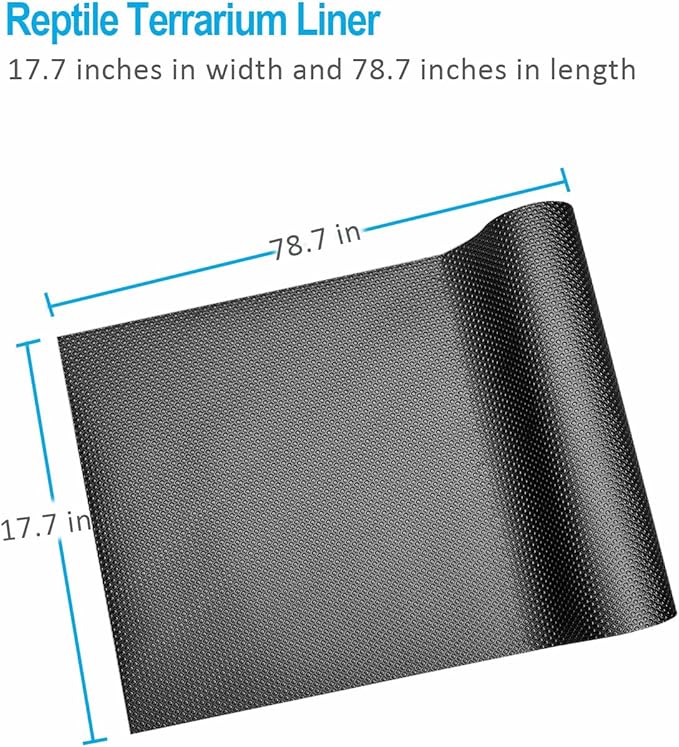 Bearded Dragon Tank Accessories, Reptile Terrarium Liner Substrate for Leopard Gecko, Snake, Lizard and Tortoise, Non-Adhesive Reptile Carpet Bedding for Reptile Tank, Black Duedusto