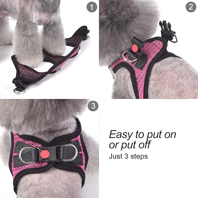 Dog Harness Step-in Breathable Puppy Cat Dog Vest Harnesses for Small Medium Dogs Red - PAWPICO