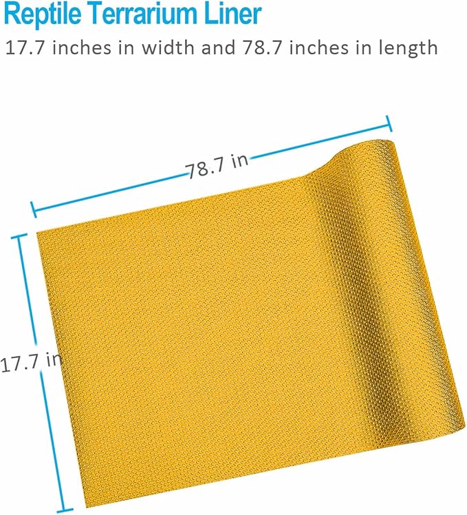 Bearded Dragon Tank Accessories, Reptile Terrarium Liner Substrate for Leopard Gecko, Snake, Lizard and Tortoise, Non-adhesive Reptile Carpet Bedding for Reptile Tank, Yellow Duedusto