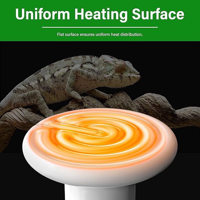 HealSmart Reptile Heat Lamp 150W Ceramic Heat Emitter, No Light Emitting Heat Bulbs for Amphibian Pet Brooder Coop Incubating Chicken, Lizard Bearded Dragon Turtle Snake Terrarium White HealSmart