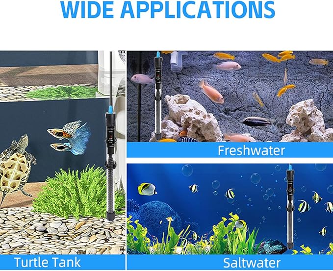 AQUANEAT Aquarium Heater, 300W Fish Tank Heater, Adjustable Submersible Water Thermostat with Thermometer Aquaneat