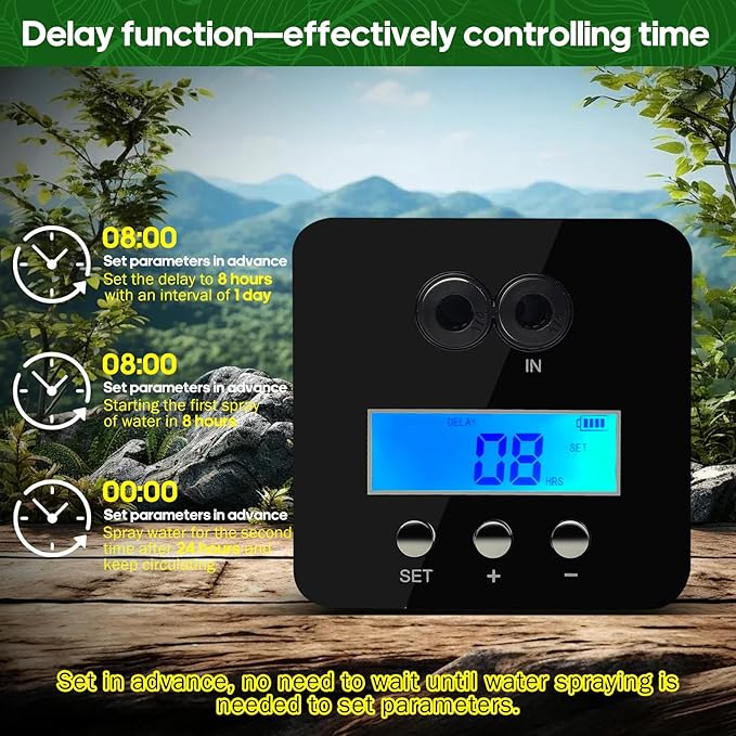 Reptile Smart Mister, Reptile Humidifiers Misting System Automatic with Timer, Terrariums Humidifier with 360°Adjustable Misting Nozzles, Spray Kit for Rainforest Plants Amphibian MYGIIKAKA
