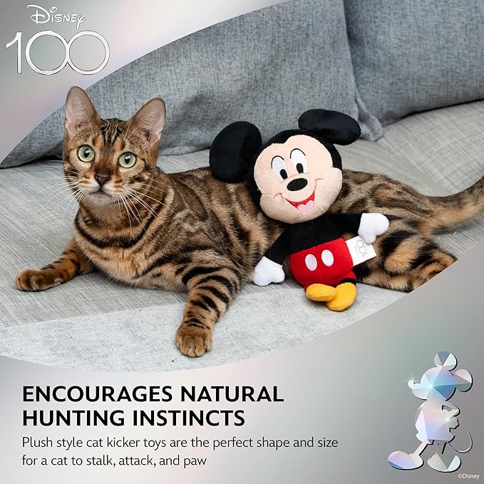 Mickey Mouse Cat Kicker Toy with Catnip, 9in | Disney Cat Toys | Fun Cat Kicker Style Plush Toy with Catnip and Crinkle for Cats Inspired by Disney Mickey and Friends - PAWPICO