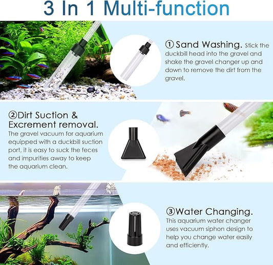 hygger Gravel Vacuum for Aquarium, Aquarium Siphon Vacuum Cleaner for Fish Tank Gravel and Sand Cleaning, Remove Dirt, Water Change, Aquarium Gravel Cleaner with Adjustable Water Flow (M) hygger