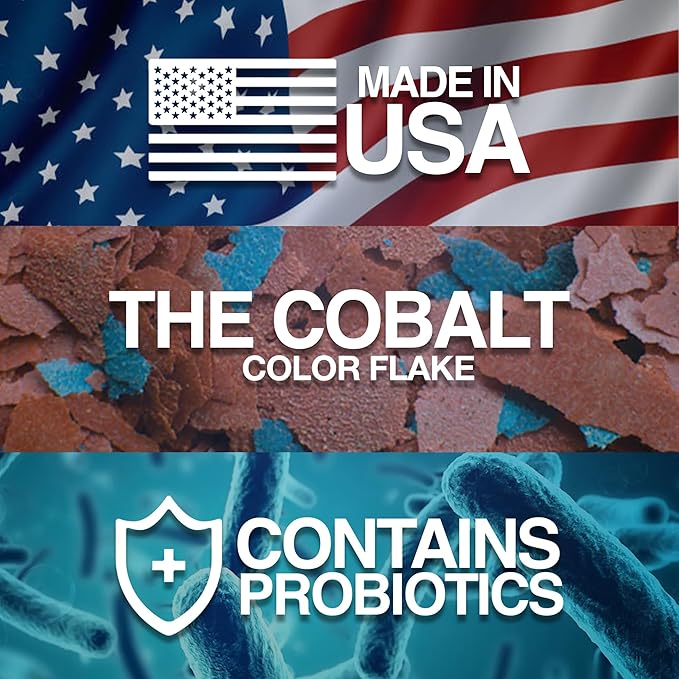 Cobalt Aquatics Color Enhancing Blue Flakes with Probiotics 5 oz - Ideal for All Tropical Fish - Enhances Health &Colors - Perfect for Fish Aquariums COBALTAQUATICS