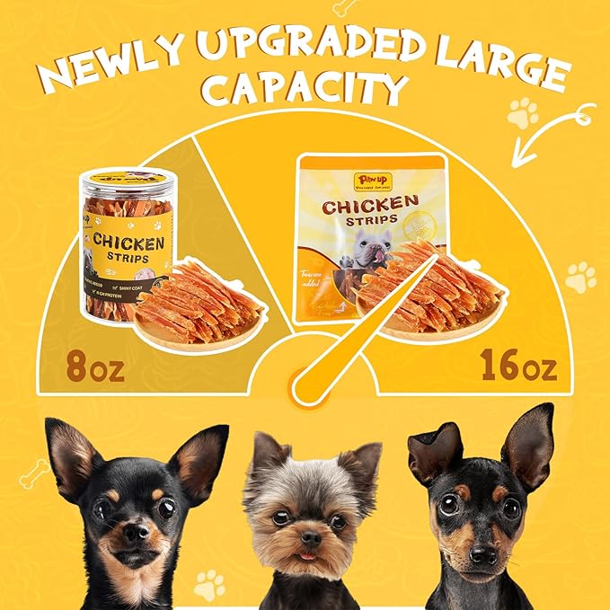 Chicken Jerky Strip Dog Treats w/Taurine Natural Rawhide Free Dog Snacks, Training Treats Chicken Jerky Sticks for Dogs, 24oz - PAWPICO
