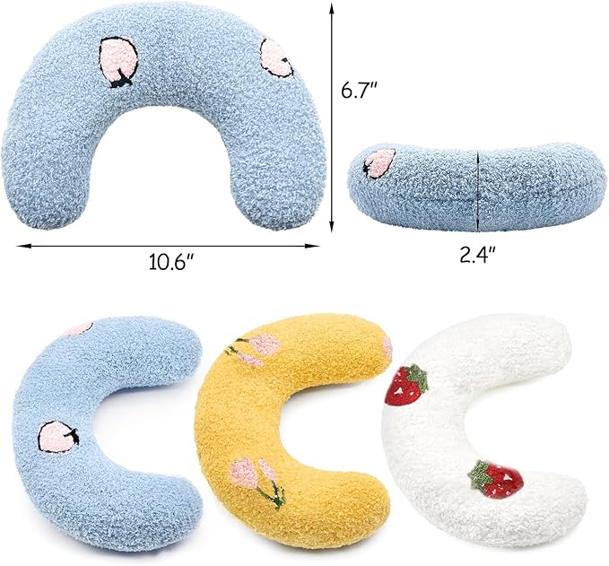 ucho Cat Pillow Pets, Soft Fluffy Cat Neck Pillow for Cat Bed, U-Shaped Pillow for Pet, Pet Calming Toy Half Donut Cuddler for Joint Relief Sleeping Improve Machine Washable- Blue ucho