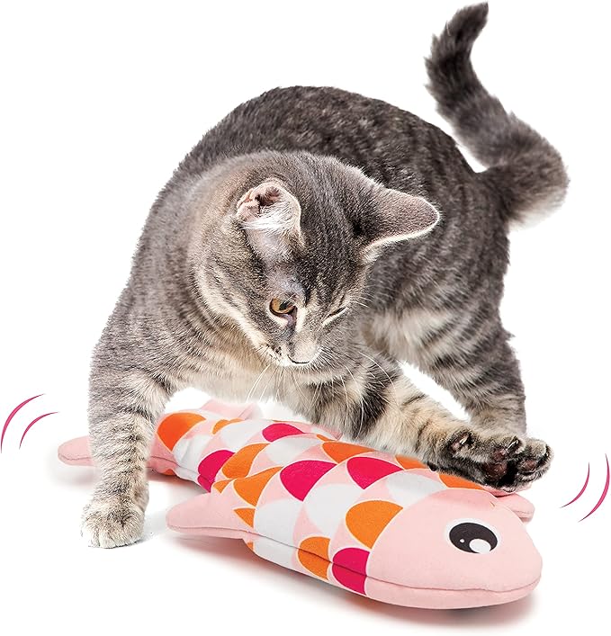 Catit Groovy Fish Interactive Cat Toy with Catnip, Pink (Pack of 4) - PAWPICO