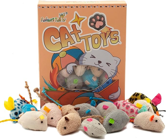 Fashion's Talk Mouse Catnip Cat Toys Soft Plush Catnip Mice Assorted Style Catnip Cat Toys Variety Pack 32 Count - PAWPICO