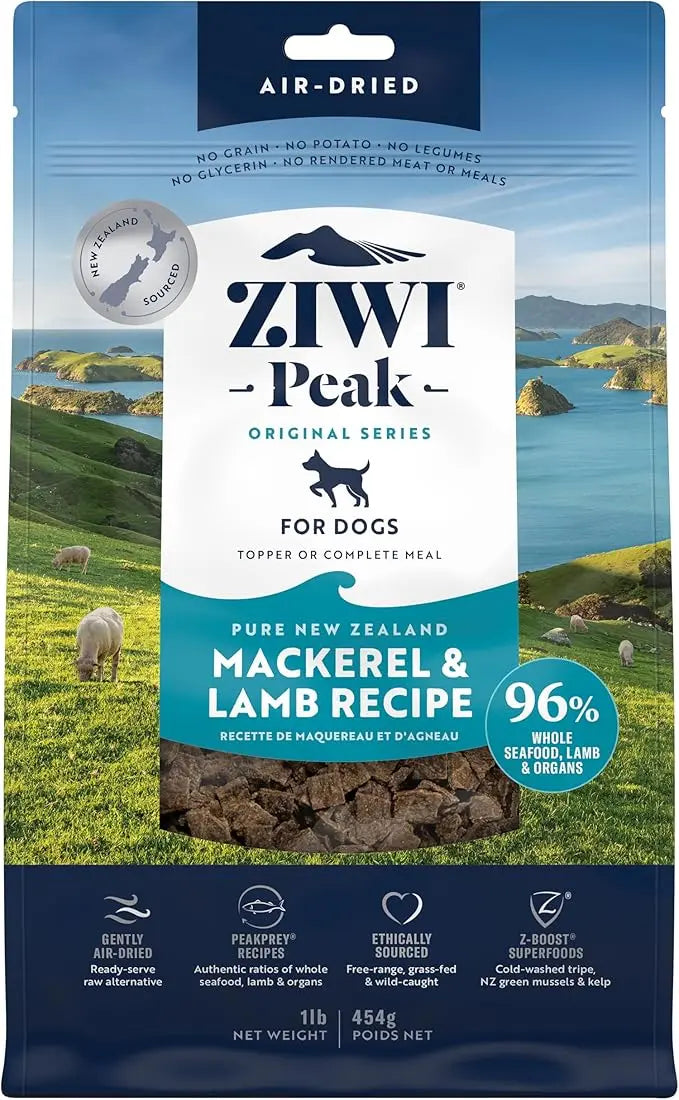 ZIWI Peak Air-Dried Dog Food – Mackerel & Lamb - All Natural, High Protein, Grain Free, Limited Ingredient w/ Superfoods (16oz) - PAWPICO