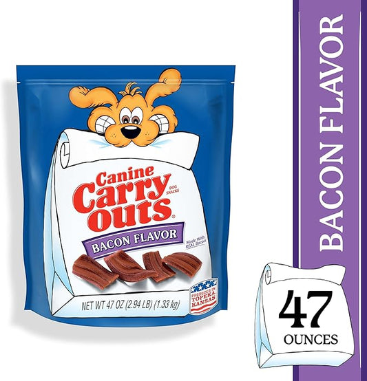 Canine Carry Outs Dog Treats, Bacon Flavor, 47 Ounce, Made with Real Bacon (Pack of 2) - PAWPICO