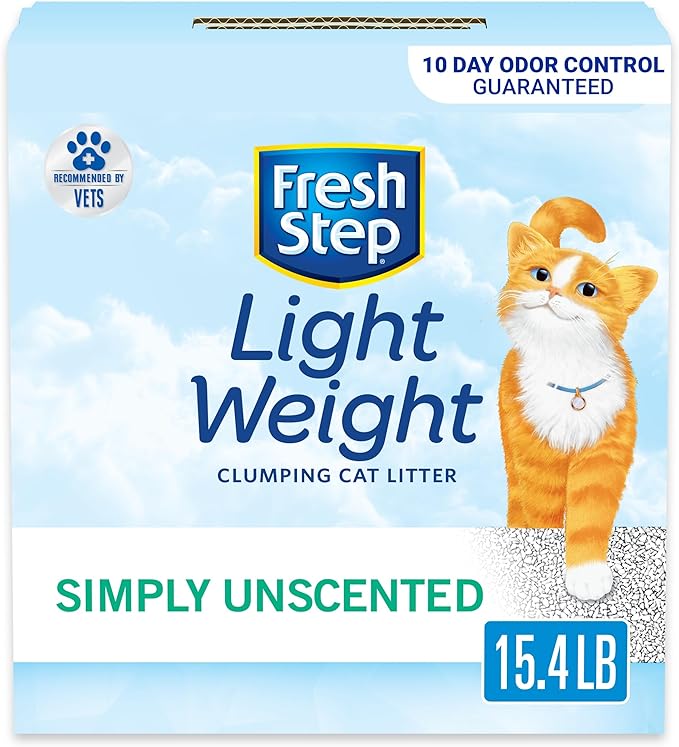 Fresh Step Simply Unscented Light Weight Clumping Litter, Fresh Step Unscented Cat Litter With Activated Charcoal Technology, 15.4 lb. Box - PAWPICO