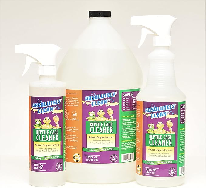 Amazing Reptile & Amphibian Terrarium Cleaner and Deodorizer - Just Spray/Wipe - Safely & Easily Removes Reptile & Amphibian Messes - USA Made (128oz Refill - Save 60%) AbsolutelyClean