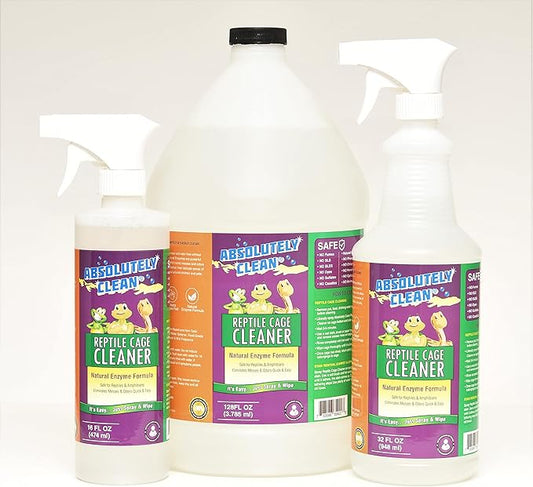Amazing Reptile & Amphibian Terrarium Cleaner and Deodorizer - Just Spray/Wipe - Safely & Easily Removes Reptile & Amphibian Messes - USA Made (128oz Refill - Save 60%) AbsolutelyClean