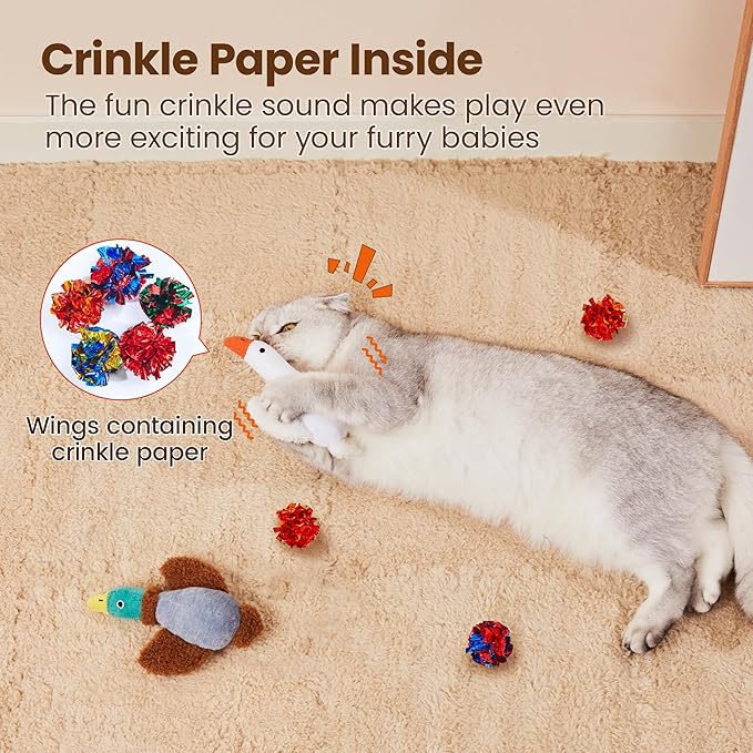 Potaroma Birds Cat Toys, 2 Pack Catnip Toys Soft Durable, Crinkle Sound Kicker Toys for Interactive Indoor Kitten Exercise 6.5 Inches for All Breeds - PAWPICO